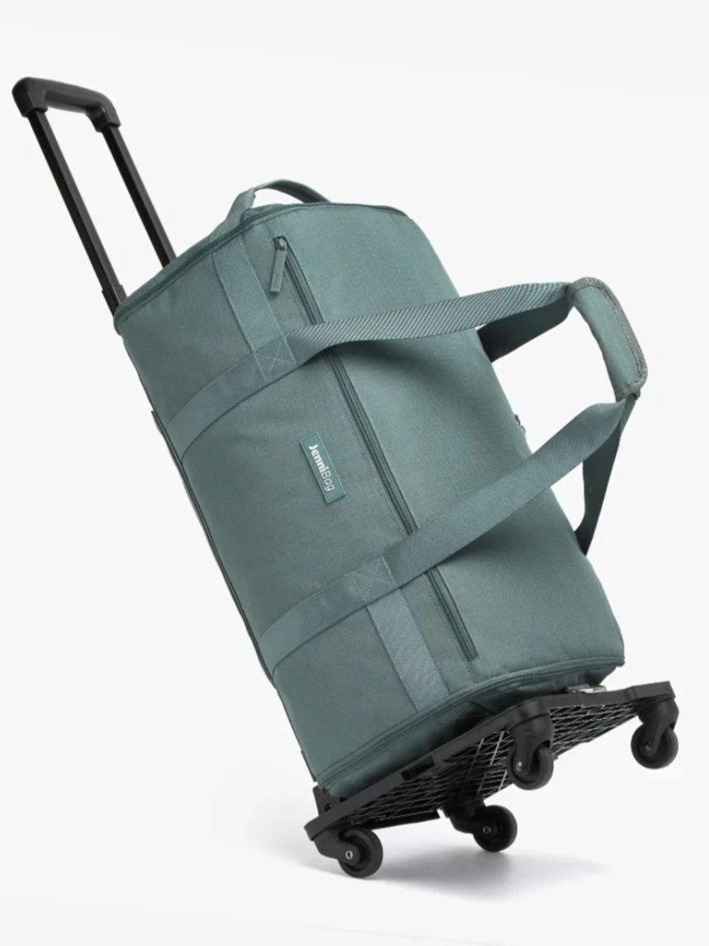 Green Rolling Duffel Bag with Telescopic Handle